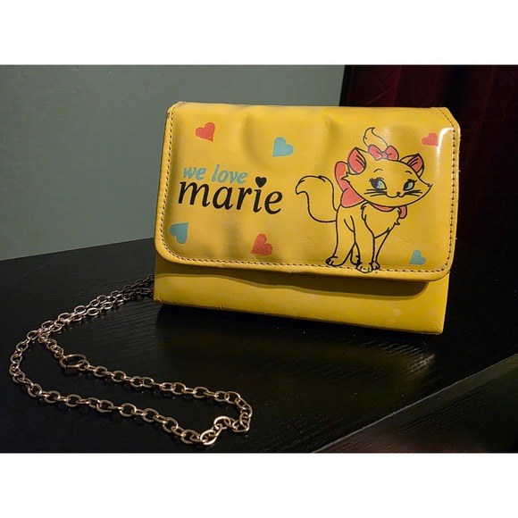 Disney Handbags - Disney Marie The Aristocats Yellow Crossbody Bag Gold Chain Strap Made In Syria